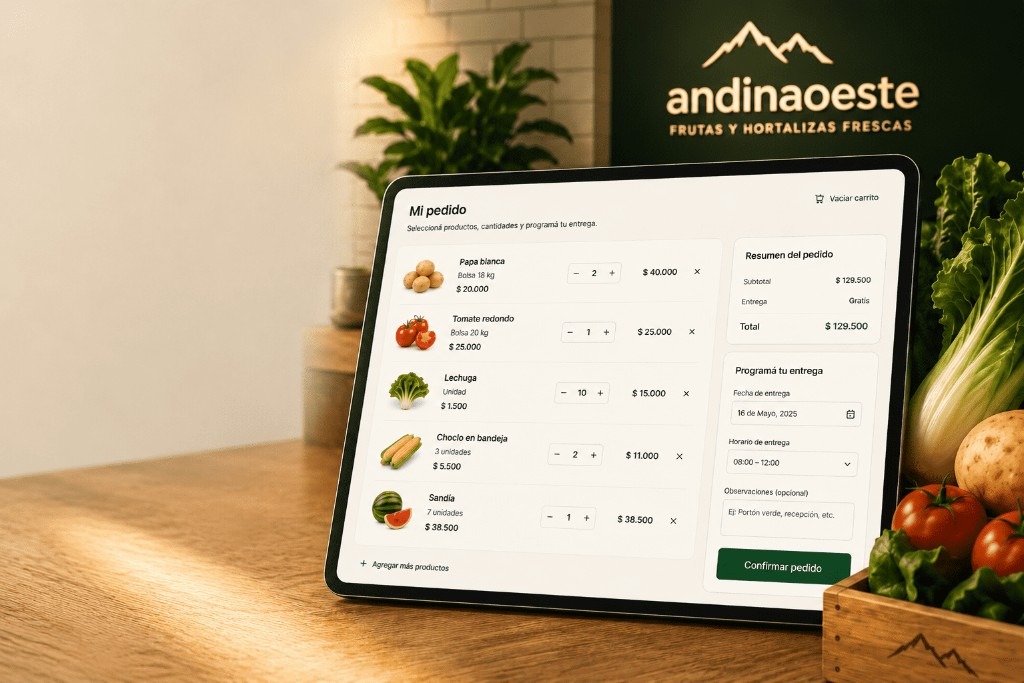 Armá tu pedido y programá la entrega desde la plataforma andinaoeste